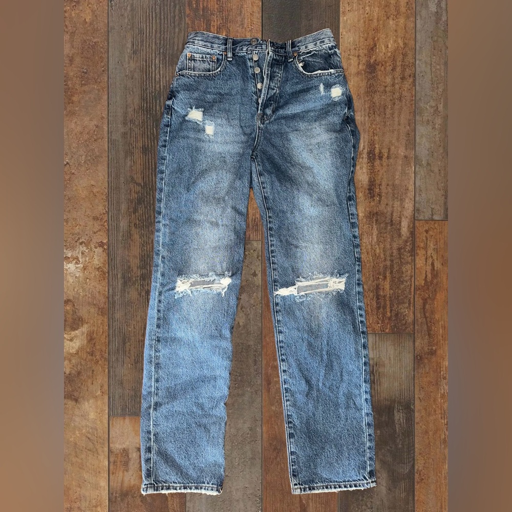 PacSun Blue Distressed Dad Jeans
